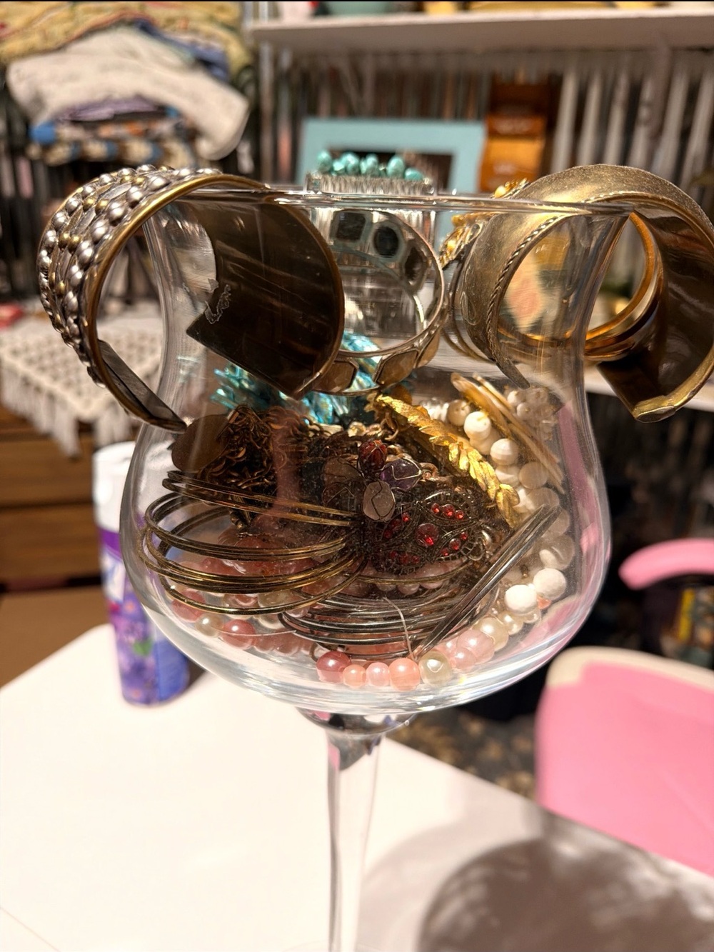 Gold and Brass Decorative Jewelry Bowl - Home Accents